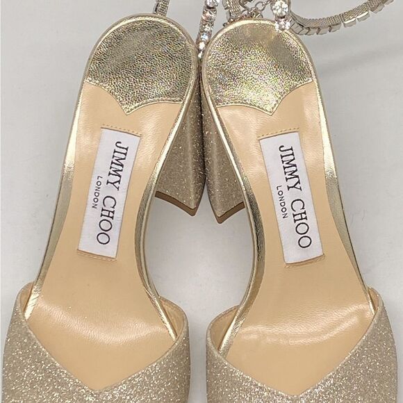 Jimmy Choo  Saeda 85MM Glitter Sandals size 35.5 - Picture 12 of 15